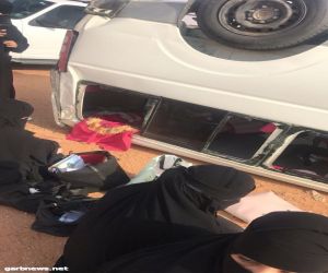 إنقلاب مركبة معلمات في المجمعة ونجاتهم دون إصابات