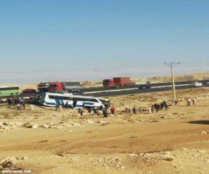 إصابة (40) شخص بمنطقة ضبعة في الاردن اثر حادث تصادم على الطريق الصحراوي