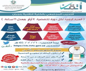 الكلية التقنية بنجران تواصل استقبال الطلبات ببرامج التدريب المجتمعي "أتقن"