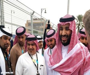 سمو ولي عهد البحرين يشهد سباق فورملا الدرعيّة الى جانب الأمير محمد بن سلمان