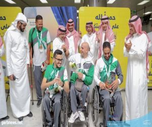 استقبال أبطال المنتخب السعودي للكراسي المتحركةمن لاعبي نادي جدة المشاركين في بطولة الخليج التاسعة