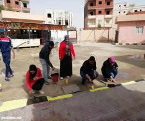 طلاب جامعة مدينة السادات يشاركون في أعمال الصيانة بالجامعة