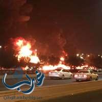 مدني العاصمة المقدسة يباشر حريق ناقلة بترولية على طريق مكة جدة