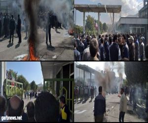 احتجاج عمال معمل ”آذرآب“ في أراك وهجوم قوات القمع واستخدام الغازات المسيلة للدموع