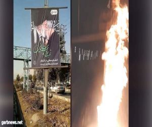 إيران: إشعال النار في ملصقات سليماني وقاعدة للبسيج في خضم مسرحيات النظام في الشوارع