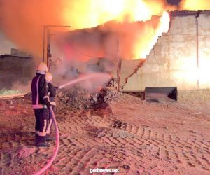 مدني جازان يسيطر على حريق مستودع بحي الجبل  دون إصابات