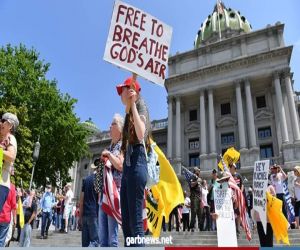 مظاهرات ضد إجراءات الإغلاق العام فى ولاية بنسلفانيا الأمريكية