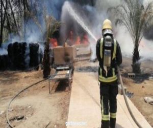 حريق باستراحة في «بيش».. والدفاع المدني ينقذ شخصًا