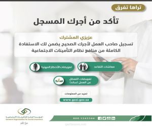 التأمينات الاجتماعية" تدعو المشتركين إلى التأكد من تسجيل أجورهم الصحيحة