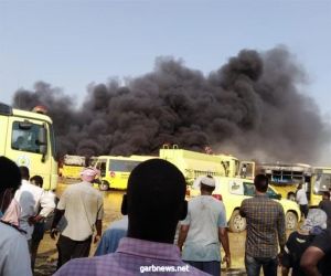 اندلاع حريق بـ 7 باصات مدرسية في أبو عريش بجازان والأسباب غامضة