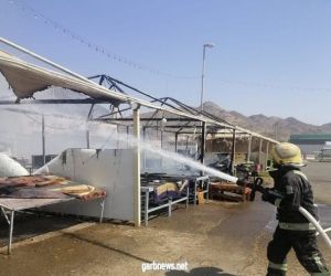 إخماد حريق مروع في أحد الأسواق الشعبية في بدر