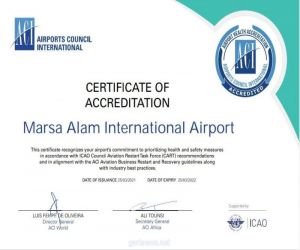 مطار مرسى علم الدولى تاسع المطارات المصرية حصولاً علي شهادة الإعتماد الصحي الدولي للسفر الآمن