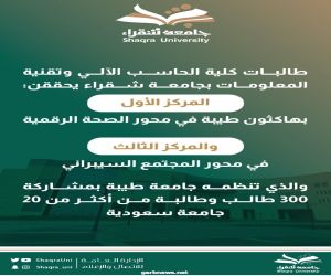 طالبات جامعة شقراء يحققن المركزين الأول والثالث في هاكاثون طيبة