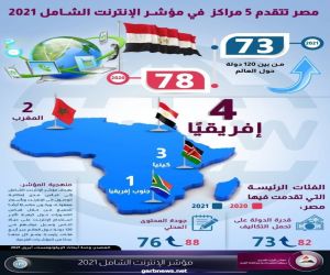 "معلومات الوزراء": مصر تتقدم 5 مراكز في مؤشر الإنترنت الشامل عام 2021