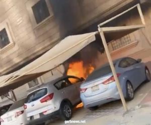 بعد احتراق المركبة .. مواطن ينقذ عمارة سكنية من الحريق في الدمام