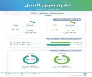 الهيئة العامة للإحصاء تعلن انخفاض معدل البطالة بين السعوديين إلى 11.7%