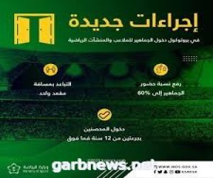 رفع نسبة الحضور الجماهيري للمنافسات الرياضية إلى 60% من سعة المدرجات