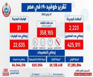 مصر تسجل 2223 إصابة جديدة بفيروس كورونا و31 وفاة