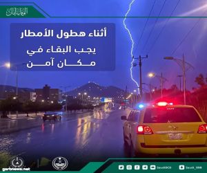 الدفاع المدني يدعو إلى توخِّي الحيطة والحذر لاحتمالية استمرار هطول أمطار رعدية على بعض مناطق المملكة ..