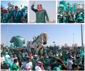 جمهور المنتخب السعودي ينظم مسيرته الأولى «فوق هام السحب» في كأس العالم ٢٠٢٢