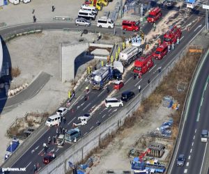 إصابة 15 شخصاً في حادث سير كبير بغرب اليابان