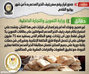 الحكومة المصرية تنفي صدور قرار برفع سعر رغيف الخبز المدعم بدءا من شهر يوليو القادم