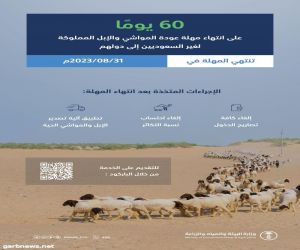"البيئة": 60يومًا على انتهاء مهلة عودة المواشي والإبل المملوكة لغير السعوديين إلى دولهم