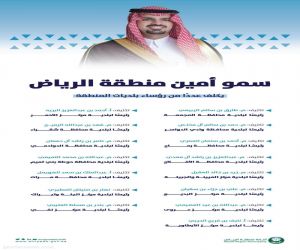 سموُّ أمين الرياض يكلّف عددًا من رؤساء بلديات محافظات ومراكز المنطقة