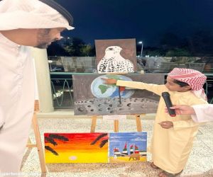 الشيخ سالم بن ركاض  يفتتح معرض رسومات الأطفال بمناسبة اليوم الوطني 52