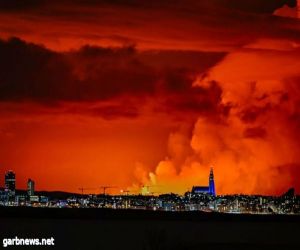 فيديو مذهل لثوران بركان في أيسلندا.. تدفق الحمم المنصهرة مئات الأقدام في الهواء