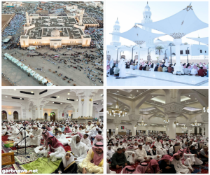 وسط منظومة متكاملة جموع المصلين يودون صلاة العيد بجوامع مصليات الأعياد بالمدينة المنورة