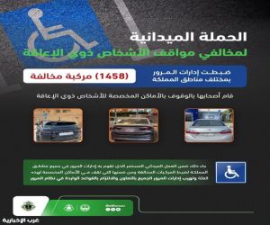 إدارات المرور تضبط 1458 مركبة مخالفة تقف في مواقف مخصصة لذوي الإعاق