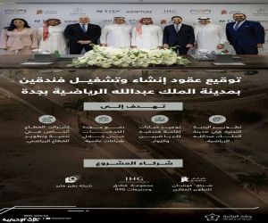 وزارة الرياضة :تُعلن توقيع عقود تنفيذ فندقين في مدينة الملك عبدالله الرياضية بجدة مع شركات محلية وعالمية