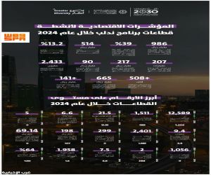 أنشطة برنامج "ندلب" في الناتج المحلي غير النفطي تحقق نموًا بنسبة 39% في عام 2024 بقيمة إجمالية بلغت 986 مليار ريال