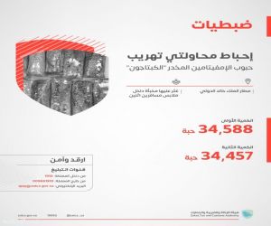 الزكاة والجمارك تُفشل تهريب كمية ضخمة من الكبتاجون بالرياض