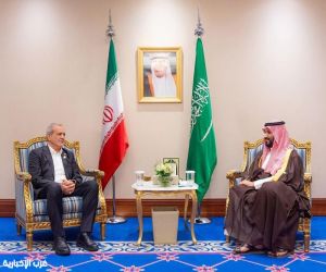 ولي العهد يلتقي الرئيس الإيراني