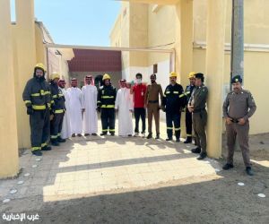 بر النقيع تنفذ فرضية حريق وإغماء بالتعاون مع الجهات الحكومية لرفع مستوى الجاهزية