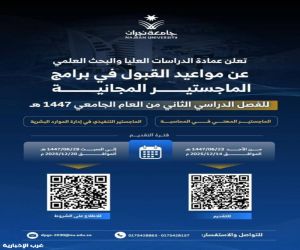 جامعة نجران تعلن فتح باب القبول في برامج الماجستير