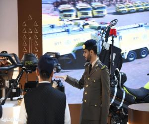 الدفاع المدني يستعرض أحدث تقنيات الإطفاء لزوار معرض «واحة الأمن»