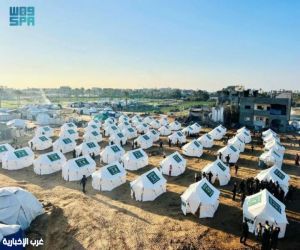 مركز الملك سلمان للإغاثة يُقيم مخيمًا جديدًا لإيواء مئات الأسر التي فقدت منازلها في قطاع غزة