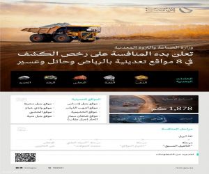 وزارة "الصناعة" تعلن بدء المنافسة على رخص الكشف في 8 مواقع تعدينية تغطي مساحتها 1,878 كم²