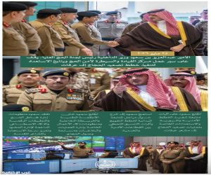 وزير الداخلية يتفقد مركز القيادة والسيطرة استعدادًا لتصعيد الحجاج إلى عرفات