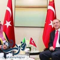 الرئيس التركي يستقبل سمو ولي العهد ويعقد معه اجتماعا