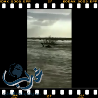 شاهد  مياه الأمطار تجرف الأبل في الرياض