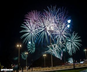 الألعاب النارية تضيء سماء نجران احتفالاً وابتهاجاً باليوم الوطني الـ 87 للمملكة