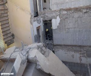 مدني الرياض يباشر حادث انهيار مبنى غير مأهول بالسكان