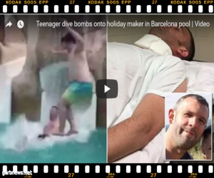 مراهق يكسر عنق رجل خلال قفزة في المسبح  " فيديو"